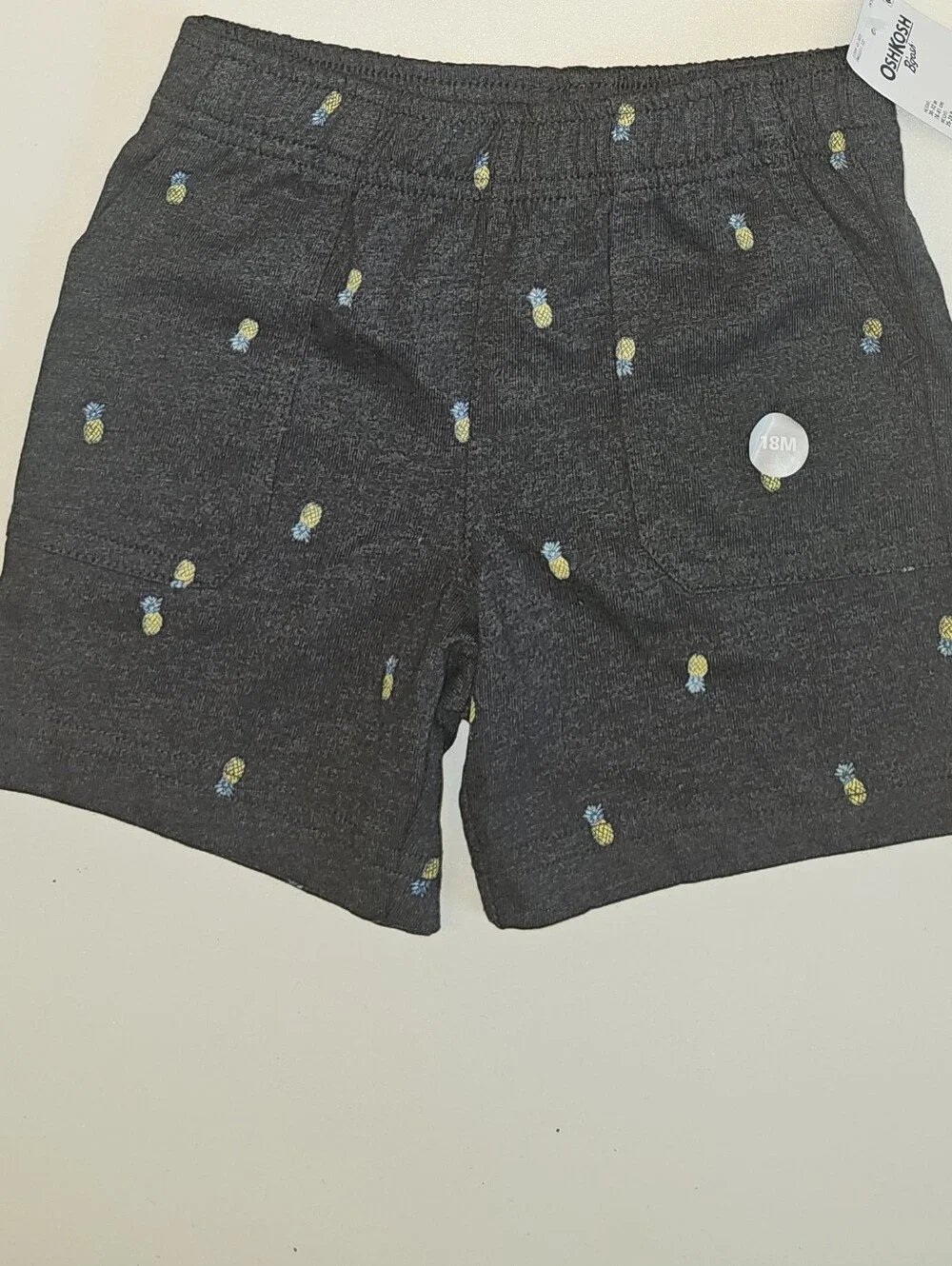 NWT | 18 mos. | OshKosh B’gosh | Charcoal Gray Pineapple Print Pull-On Shorts